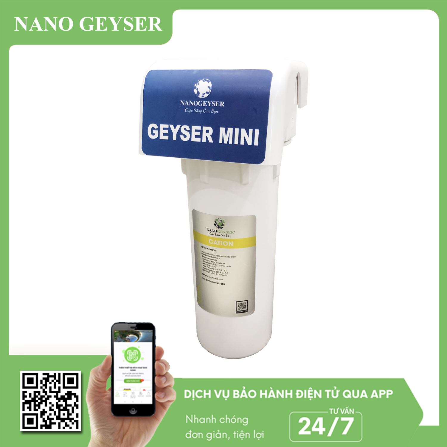 Lọc thô đầu nguồn cho nước sinh hoạt 1 cấp Nano Geyser