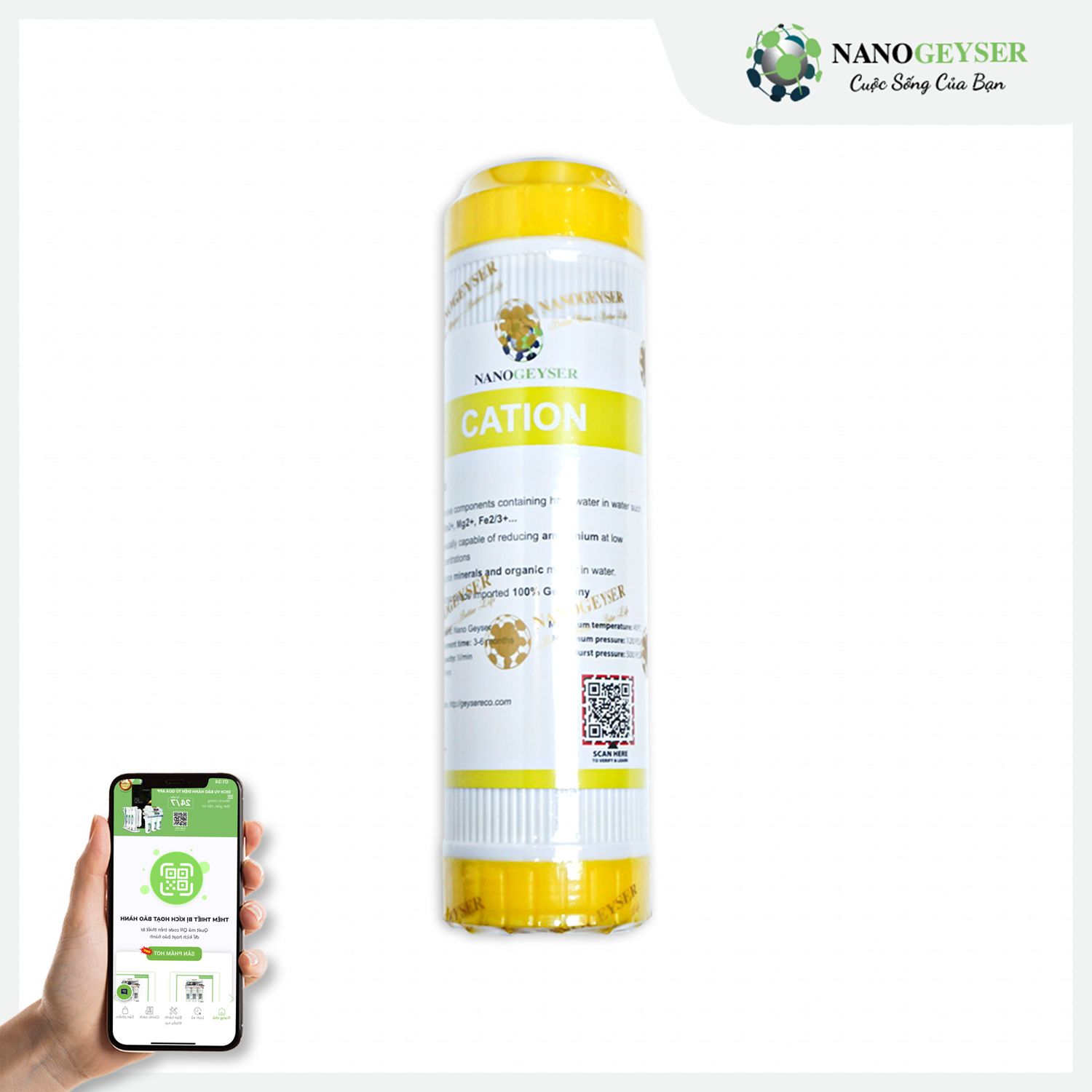 Lõi Cation, Lõi lọc nước số 2 máy NANO, UF